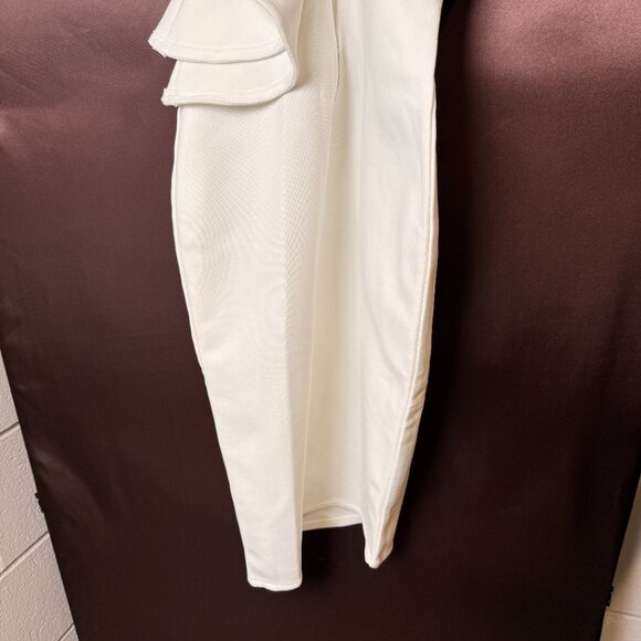 Uonbox Women's S, L White One Shoulder Sleeveless Side Split Bandage Dress - Picture 9 of 10